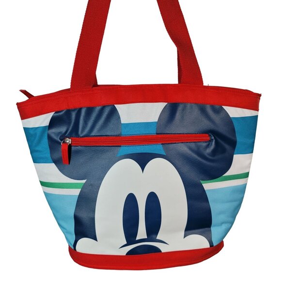 Disney Insulated Tote Cooler Bag Striped Zip Beach Picnic Soft Side Mickey Mouse - Picture 2 of 7